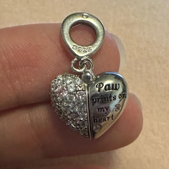 NWOT Pandora Fit Silver Paw Heart Charm - Picture 8 of 15